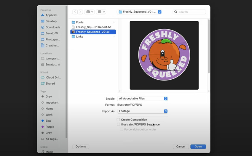 importing into AE