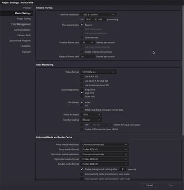 davinci resolve settings