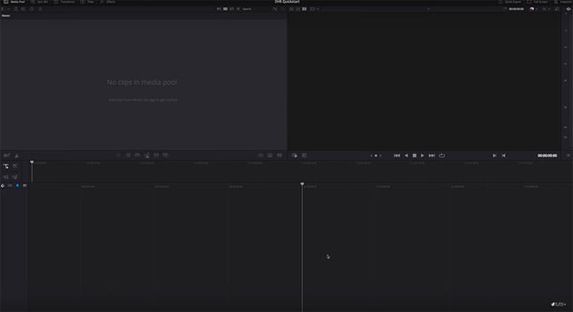 davinci resolve opening screen