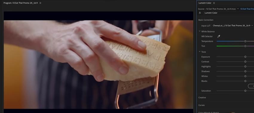 lut applied in premiere