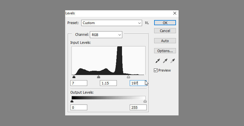 make the photo brighter with levels