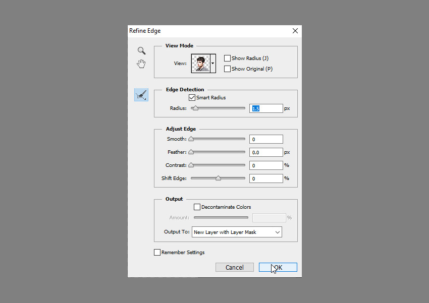 use the refine edge to cut out the portrait