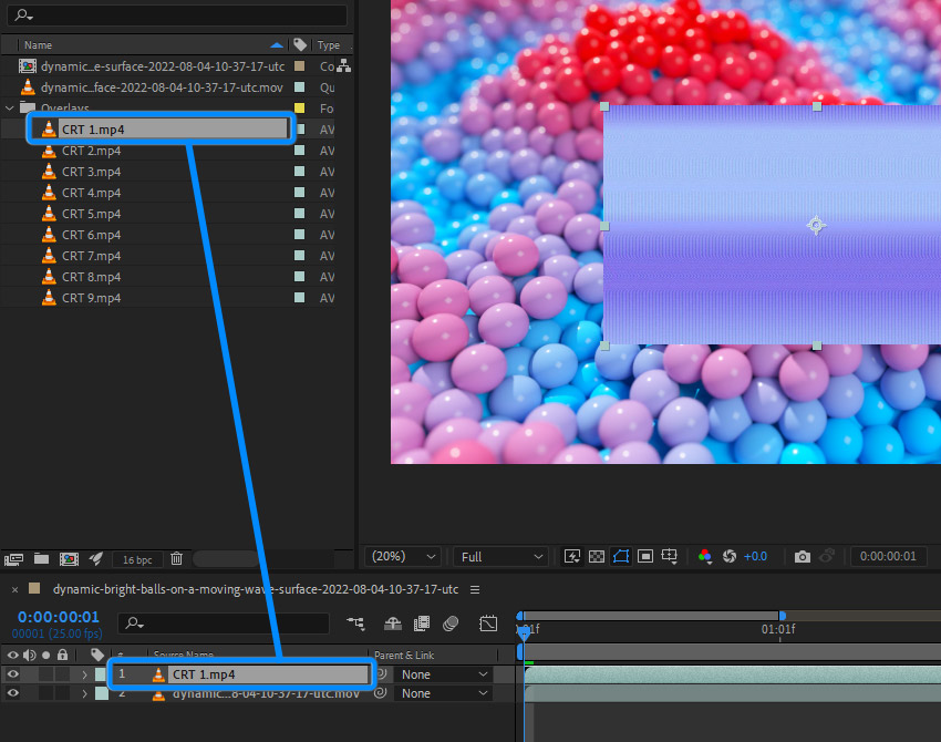 drag overlay to comp