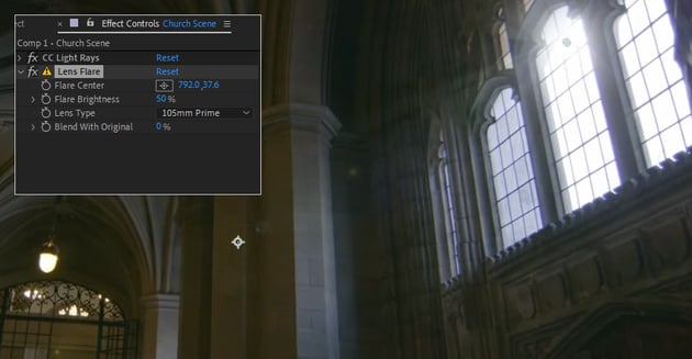 effect controls for lens flare