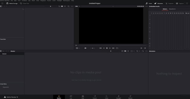 DaVinci Resolve workspace