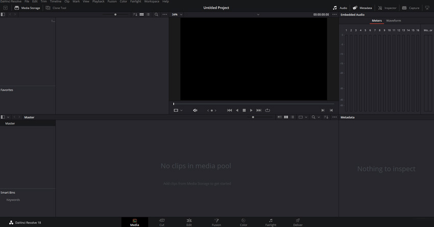 DaVinci Resolve workspace