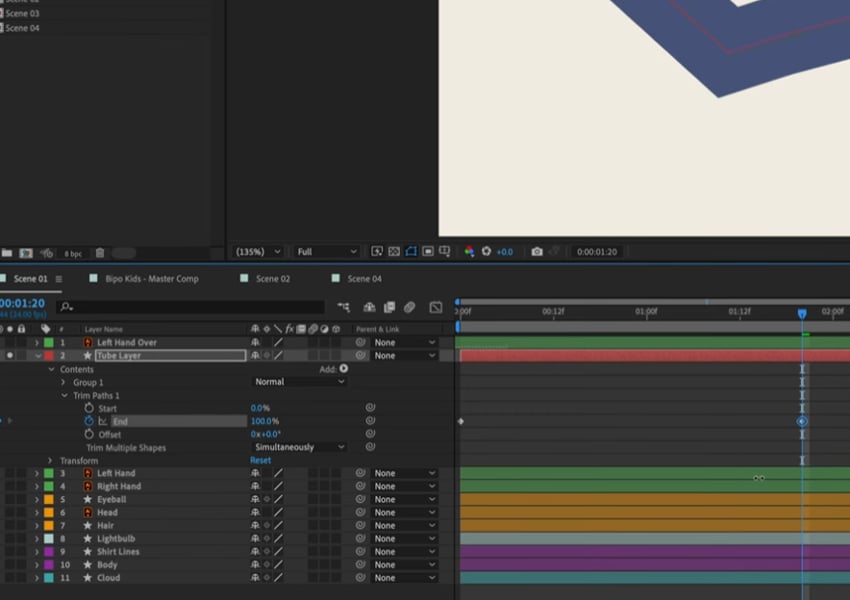 end keyframe