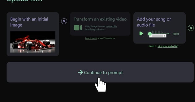 User clicking 'Continue to Prompt' Button