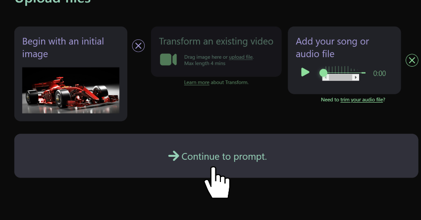 User clicking 'Continue to Prompt' Button