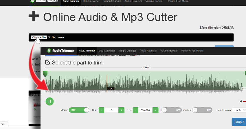 Image showing editing of audio clip.