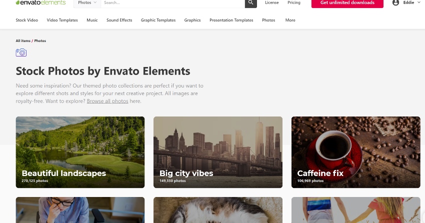 Image of Envato Elements Photo Section.
