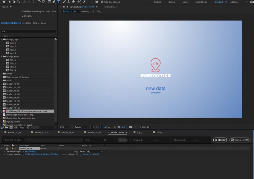 Render After Effects logo animation