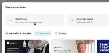 User Clicking 'Start Blank' Button.