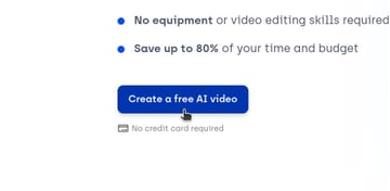 Image of the 'Create a Free AI video' Button being clicked.
