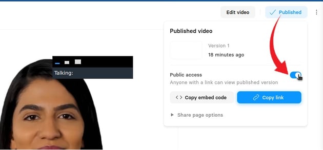 Image of user toggling on Public access switch.