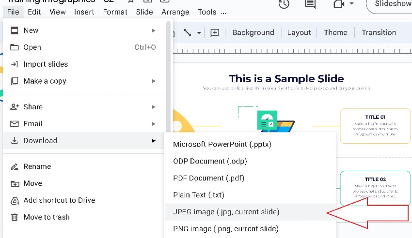 Image showing how to download the slide to your computer as an image file.