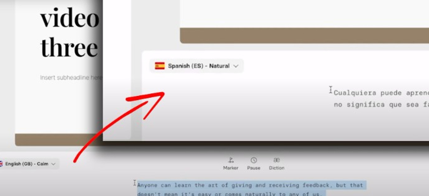 User clicking 'language selector' option.