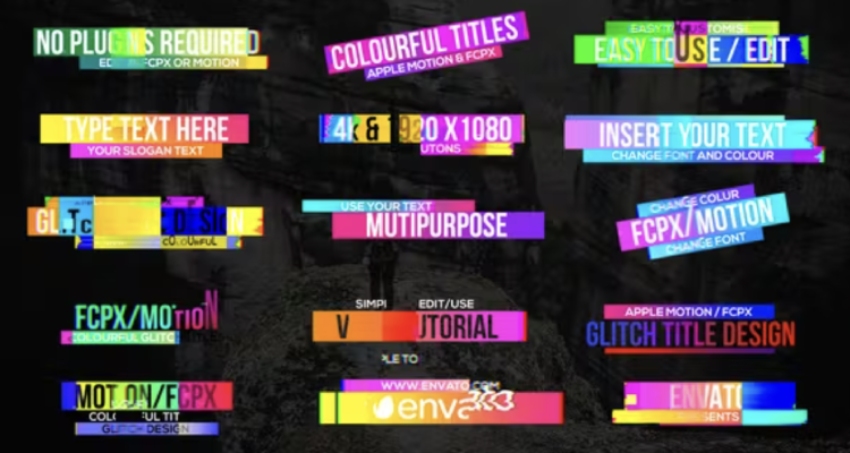Colourful Glitch Titles - Title for Final Cut Pro