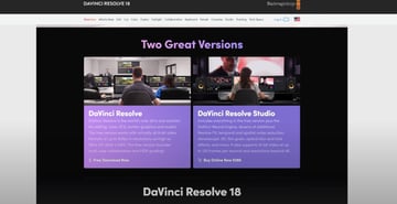 User choosing from different versions of Davinci Resolve.