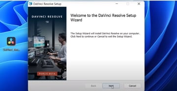 User installation menu options.
