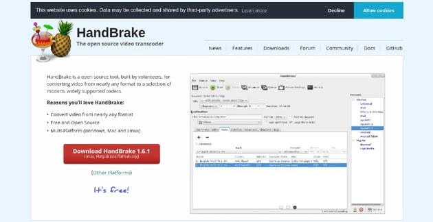 Handbrake website thumbnail for ai interpolation top 10 list