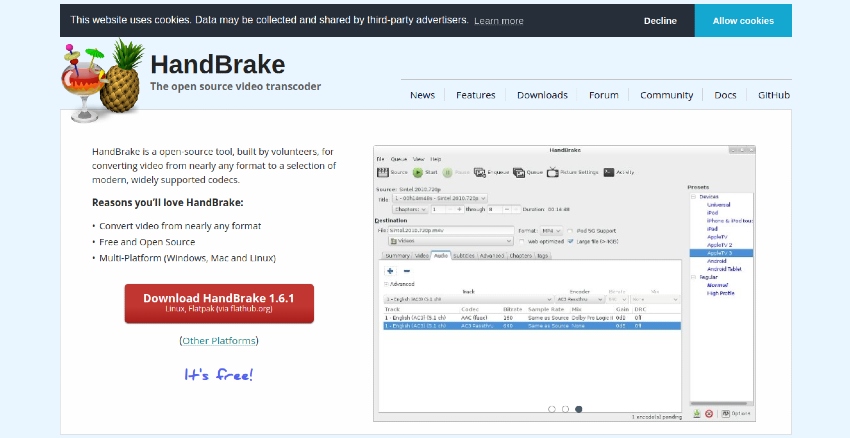 Handbrake website thumbnail for ai interpolation top 10 list