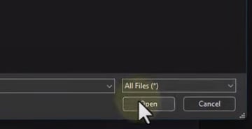 User clicking Open in Import Menu