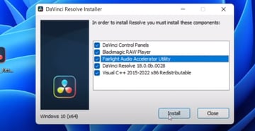 Davinci Resole Installation menu