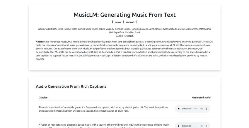 MusicLM Website Thumbnail