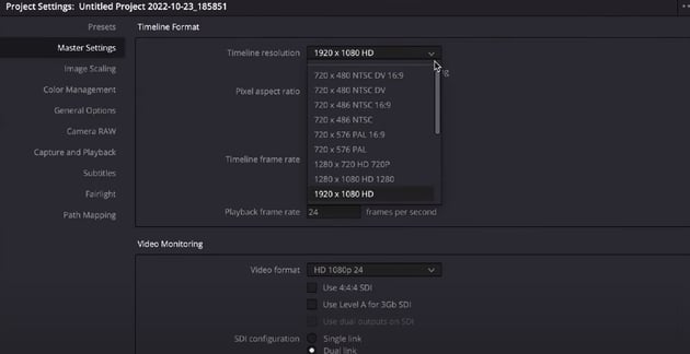 User accessing Project Settings Menu