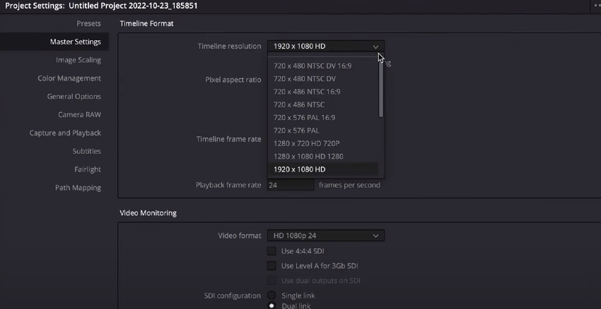User accessing Project Settings Menu