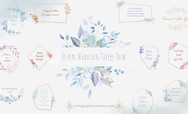 Floral Watercolour Wedding Titles Pack