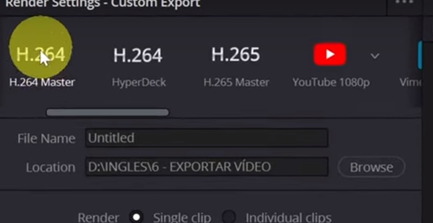 User Exploring quick settings for how to export in davinci resolve