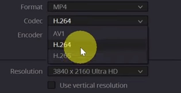 User selecting resolution for how to export best quality davinci resolve