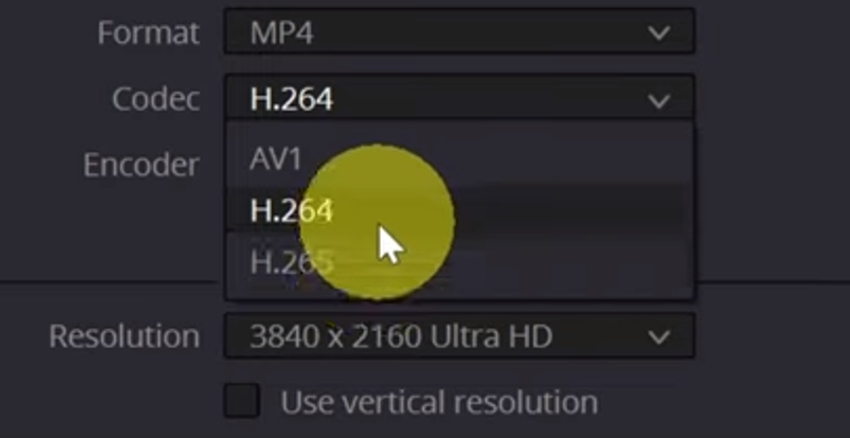 User selecting resolution for how to export best quality davinci resolve