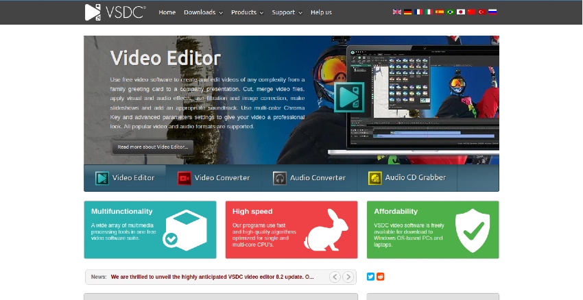 VSDC Website Thumbnail for video interpolation for video interpolation top 10 list.