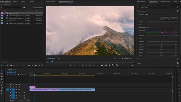 Add adjustment layer Premiere