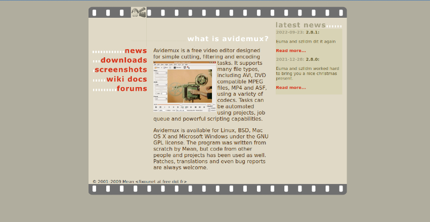 Avidemux Website Thumbnail for ai interpolation top 10 list