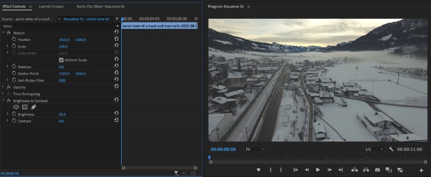 How to lighten video in Premiere Pro