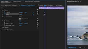 How to zoom in on a clip in Premiere