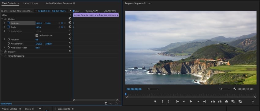 How to zoom in on a video in Premiere Pro