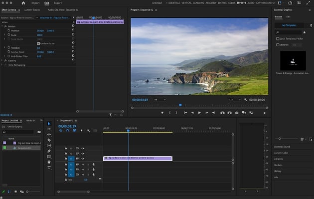 How to zoom in on Premiere Pro