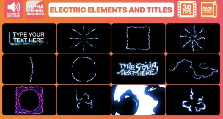 Electric Elements And Titles - Premiere Pro Neon Effects