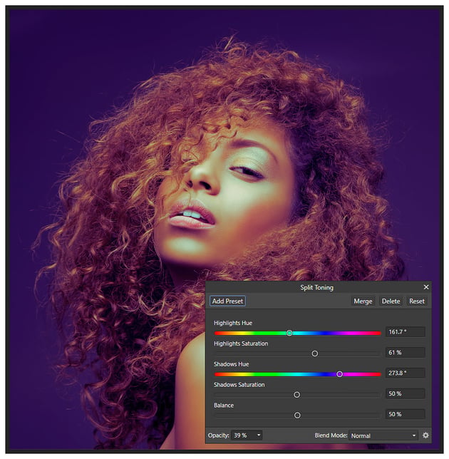 split toning adjustment layer  