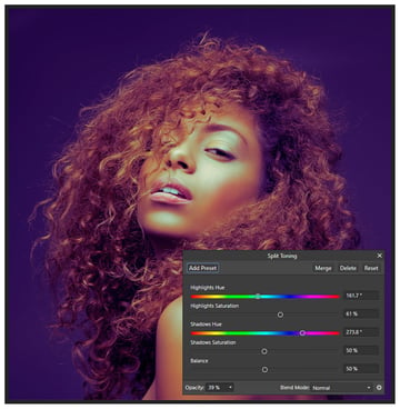 split toning adjustment layer  