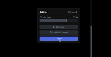 User clicking the 'Export' Button for ai video frame interpolation tutorial.
