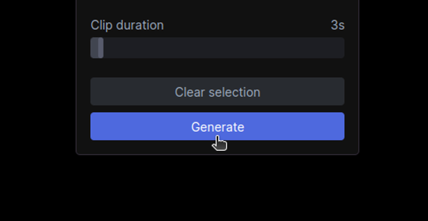 User clicking 'Generate' button for ai image interpolation tutorial