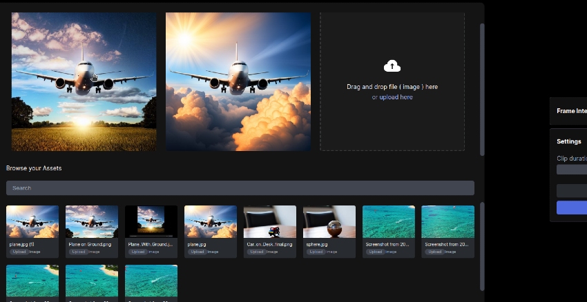 User putting video clips of airplane with different background 
