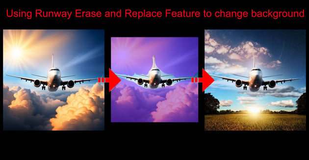 Image of transitioning plane image using erase and replace