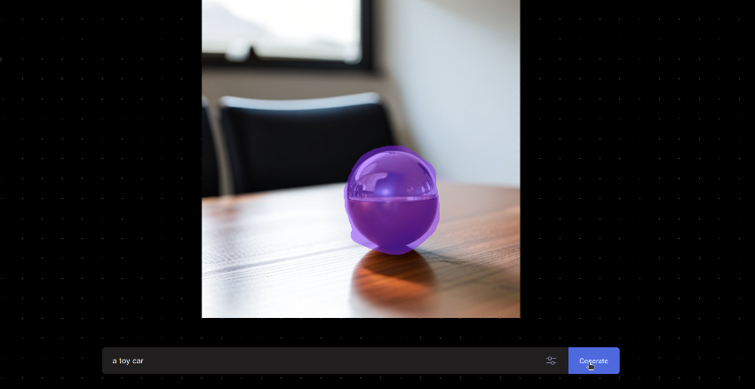 User highlighting a ball to change into a car.